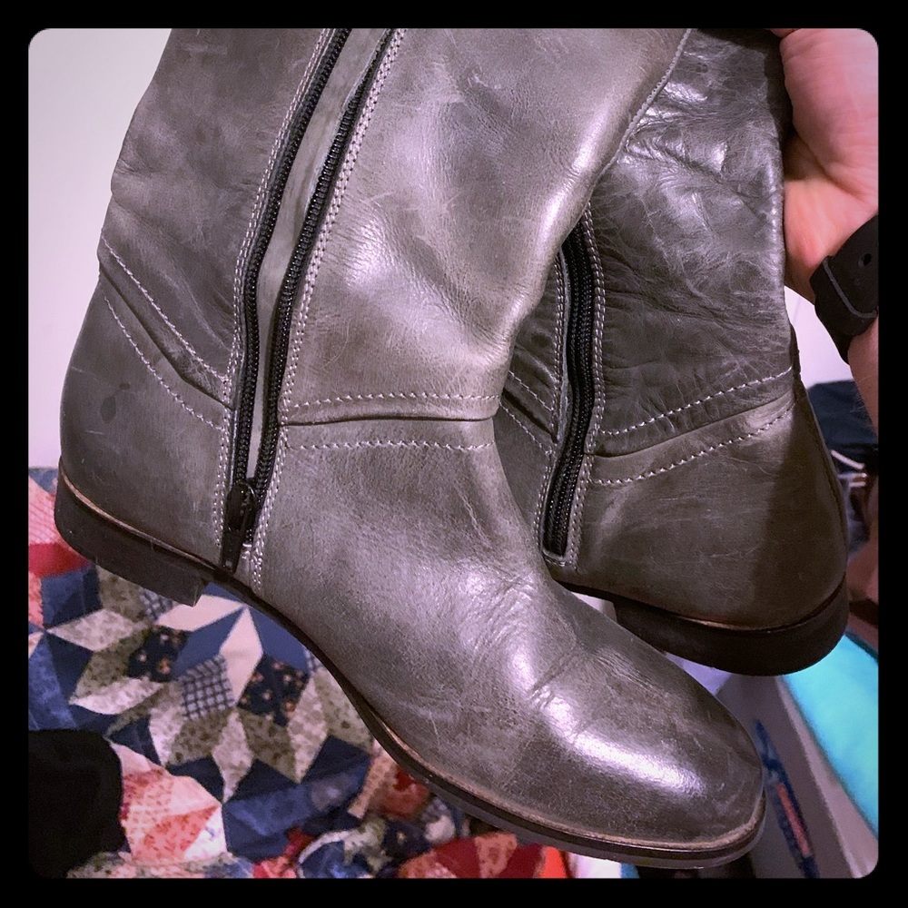 Luichiniy Point Tea Leather Riding Knee Boots